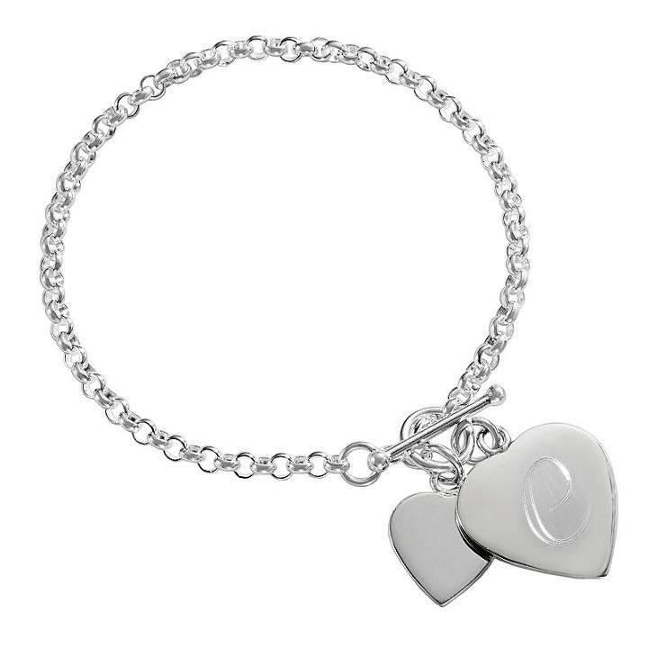 Sweet Sentiments Sterling Silver Initial Heart Charm Bracelet, Women's, Size: 7.25