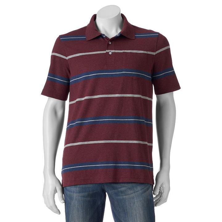 Men's Croft & Barrow&reg; Signature Striped Polo, Size: Xxl, Med Red