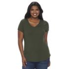 Juniors' Plus Size So&reg; Short Sleeve V-neck Tee, Girl's, Size: 3xl, Med Green