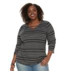 Plus Size Sonoma Goods For Life&trade; Lace-up Tee, Women's, Size: 1xl, Black