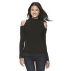 Juniors' So&reg; Mockneck Cold-shoulder Top, Girl's, Size: Large, Black