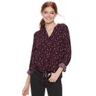 Juniors' So&reg; Knit To Woven Button Down Top, Teens, Size: Xl, Purple