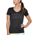 Women's Under Armour Tech Short Sleeve V-neck Graphic Tee, Size: Small, Black