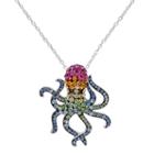 Hue Sterling Silver Crystal Octopus Pendant Necklace, Women's, Size: 18, Multicolor