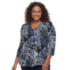 Plus Size Dana Buchman Release Pleat Top, Women's, Size: 1xl, Med Blue