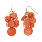 Peach Composite Shell Cluster Nickel Free Drop Earrings, Women's, Pink Other