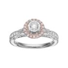 Simply Vera Vera Wang Two Tone 14k White Gold 1/2 Carat T.w. Diamond Halo Engagement Ring, Women's, Size: 7