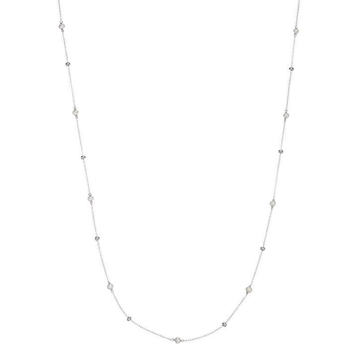 Sterling Silver Freshwater Cultured Pearl Beaded Long Necklace, Women's, Size: 36, White