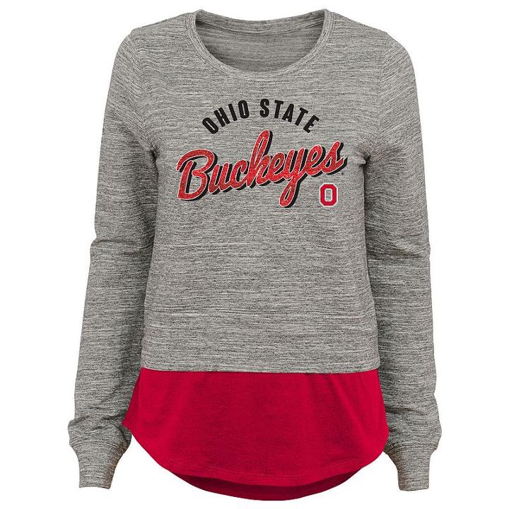 Women's Ohio State Buckeyes Mock-layer Tee, Size: Xl, Grey