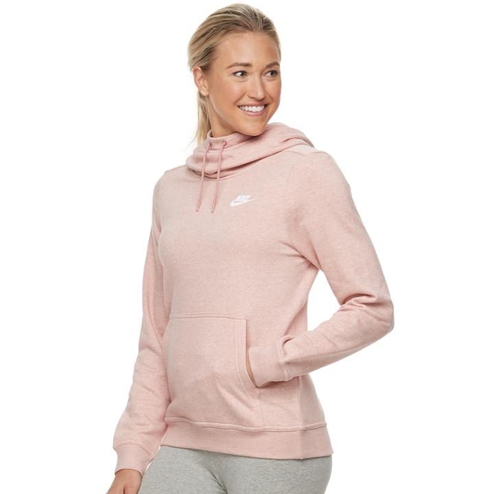 Women's Nike Sportswear Funnel Neck Pullover Hoodie, Size: Small, Light Pink