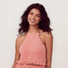 Women's Lc Lauren Conrad Beach Shop Halter Crop Top, Size: Xl, Lt Orange