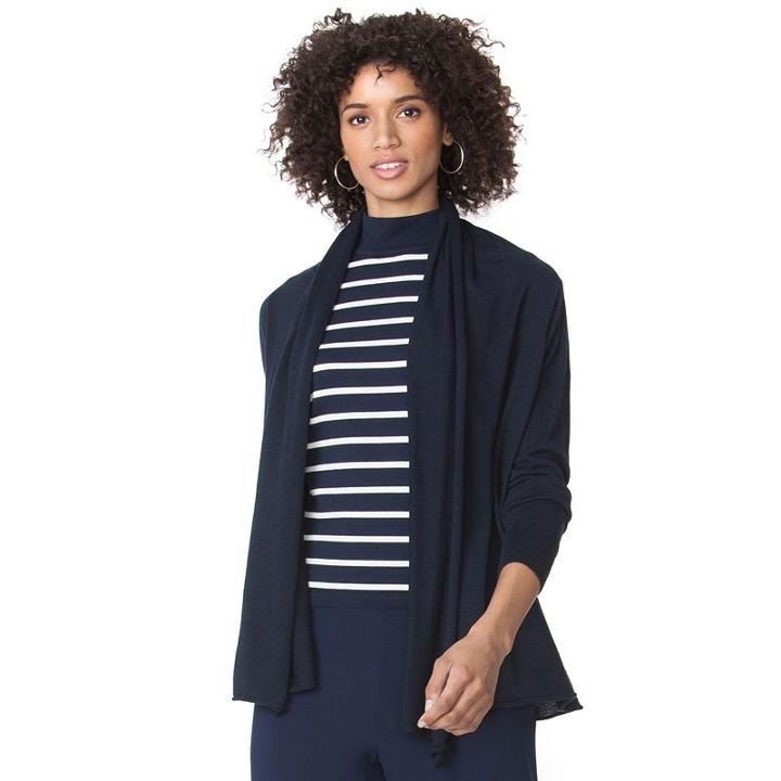 Women's Chaps Solid Open-front Cardigan, Size: Xl, Blue (navy)