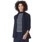 Women's Chaps Solid Open-front Cardigan, Size: Xl, Blue (navy)