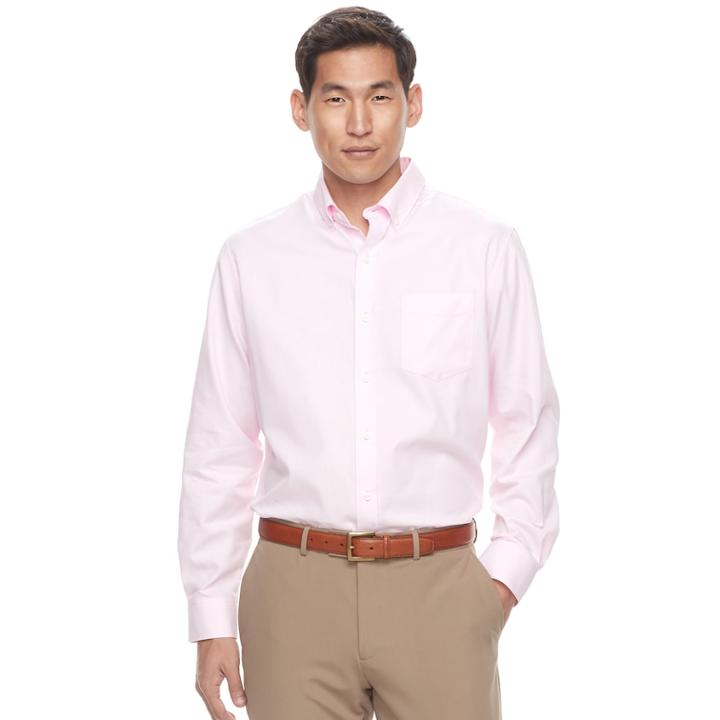 Men's Croft & Barrow&reg; Classic-fit Easy-care Button-down Shirt, Size: Medium, Brt Pink