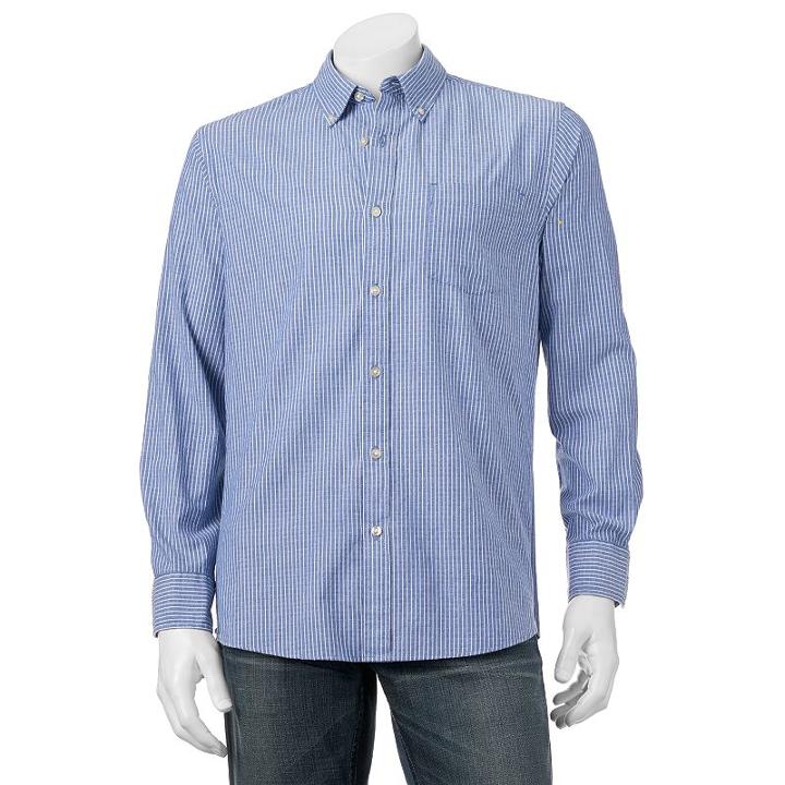 Men's Sonoma Goods For Life&trade; Poplin Button-down Shirt, Size: Medium, Blue (navy)
