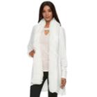 Women's Jennifer Lopez Faux-fur Trim Cardigan, Size: Xxl, White Oth