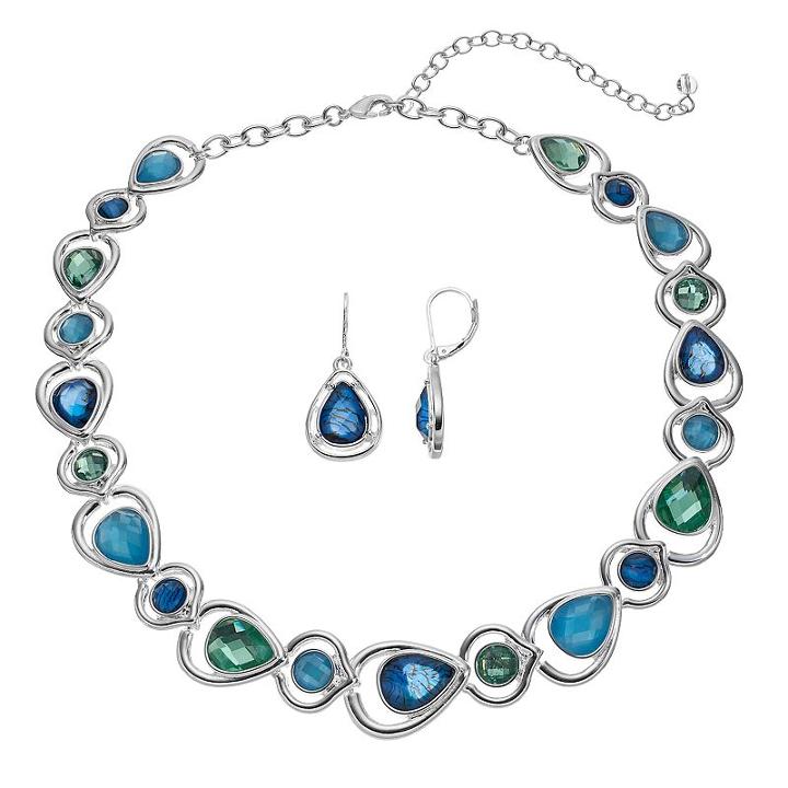 Napier Teardrop Link Necklace & Earring Set, Women's, Blue Other