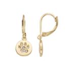 Simulated Crystal Paw Print Disc Drop Earrings, Women's, Gold