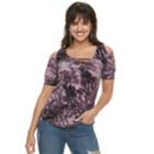 Women's Rock & Republic&reg; Strappy Cold-shoulder Tee, Size: Xl, Purple