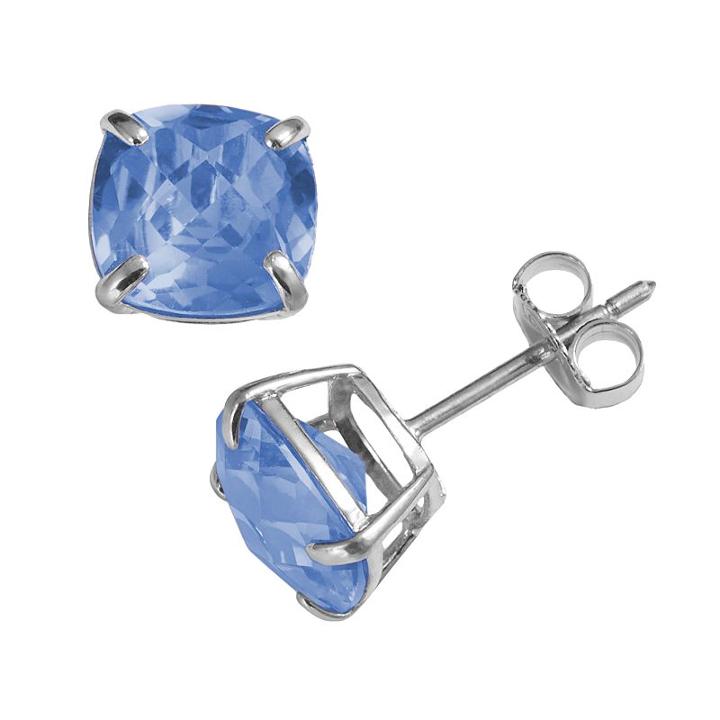Sterling Silver Lab-created Aquamarine Stud Earrings, Women's, Blue