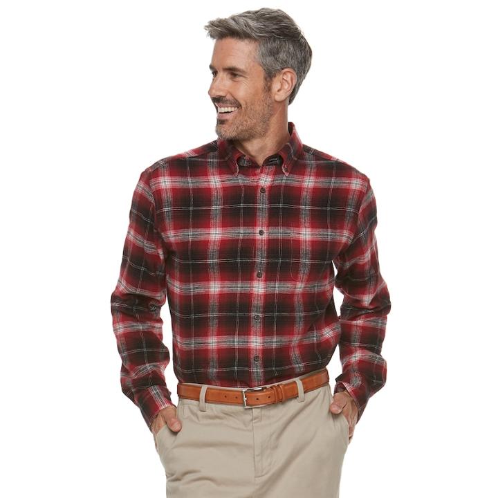 Men's Croft & Barrow&reg; Classic-fit Patterned Flannel Button-down Shirt, Size: Large, Med Red