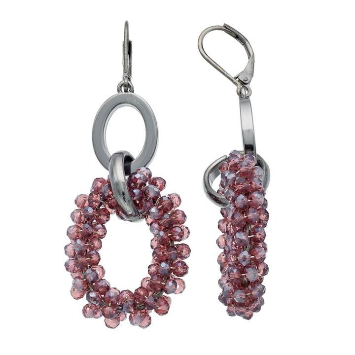 Simply Vera Vera Wang Beaded Oval Nickel Free Double Drop Earrings, Women's, Dark Red