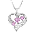 Lab-created Pink Sapphire & Diamond Accent Sterling Silver Heart Mom Pendant, Women's, Size: 16