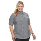 Plus Size Croft & Barrow&reg; Roll-tab Woven Shirt, Women's, Size: 2xl, Black