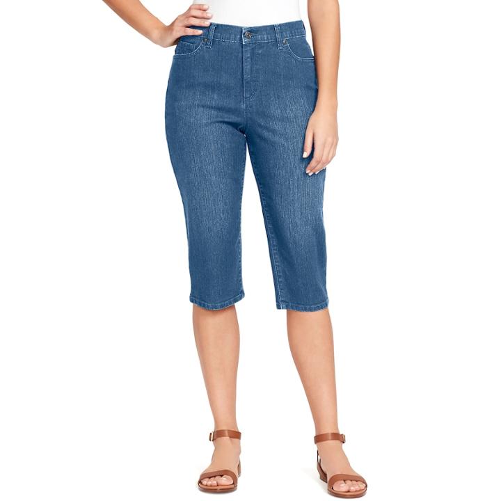 Women's Gloria Vanderbilt Amanda Denim Skimmer Capris, Size: 12, Blue