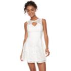 Juniors' Trixxi Cutout Front Lace Skater Dress, Teens, Size: Small, Natural