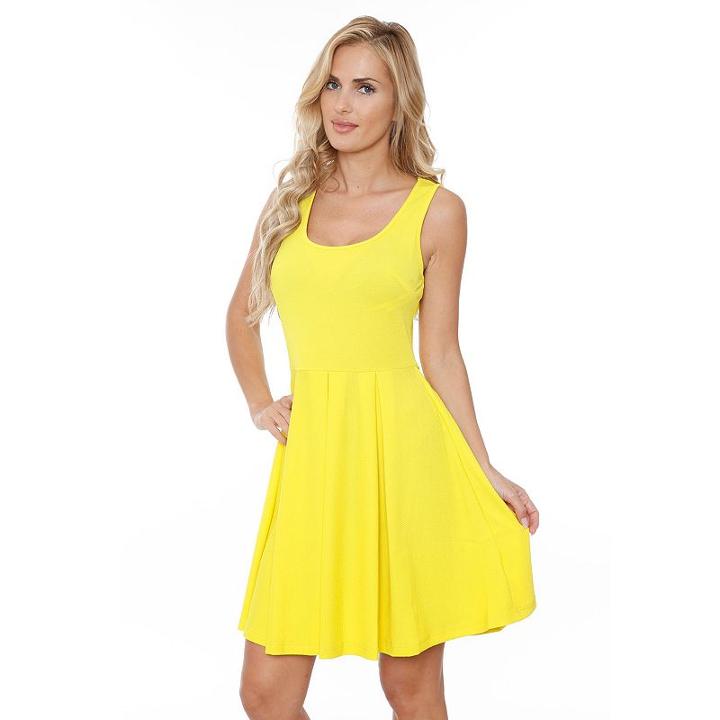 Women's White Mark Pleated Fit & Flare Dress, Size: Medium, Yellow