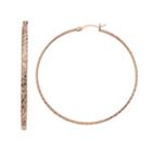 Amore By Simone I. Smith 18k Rose Gold Over Silver Diamond Cut Hoop Earrings, Women's, Pink