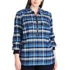 Plus Size Chaps Buffalo Plaid Long Sleeve Pullover Top, Women's, Size: 2xl, Blue