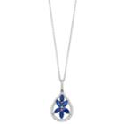 Sterling Silver 1/10 Carat T.w. Diamond & Blue Sapphire Teardrop Pendant Necklace, Women's, Size: 18