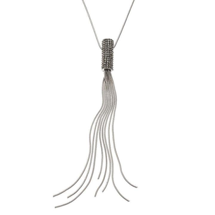 Snake Chain Tassel Pendant Necklace, Women's, Silver