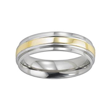 Lovemark Two Tone Stainless Steel Men's Wedding Band, Size: 13, Multicolor