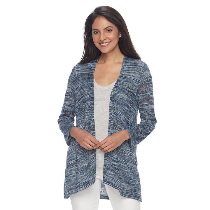 Women's Croft & Barrow&reg; Chevron-stitch Open Front Cardigan, Size: Small, White