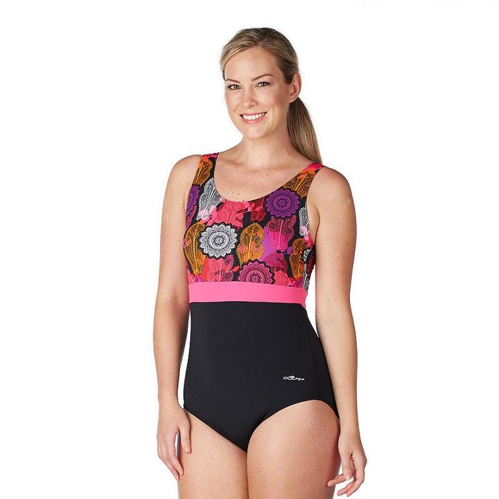 Women's Dolfin Colorblock Moderate Scoopback One-piece Swimsuit, Size: 10, Med Blue