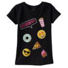 Girls 4-6x Emoji Yummy Graphic Tee, Girl's, Size: 6x, Black