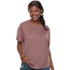 Juniors' Plus Size Mudd&reg; Weekend Crewneck Tee, Teens, Size: 3xl, Beig/green (beig/khaki)
