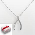 Sterling Silver 1/10-ct. T.w. Diamond Wishbone Pendant, Women's, Size: 18, White