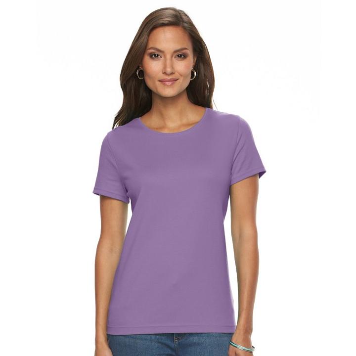 Women's Croft & Barrow&reg; Essential Crewneck Tee, Size: Xl, Med Purple