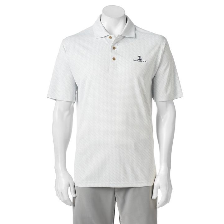 Men's Pebble Beach Classic-fit Tonal Jacquard Performance Golf Polo, Size: Large, White