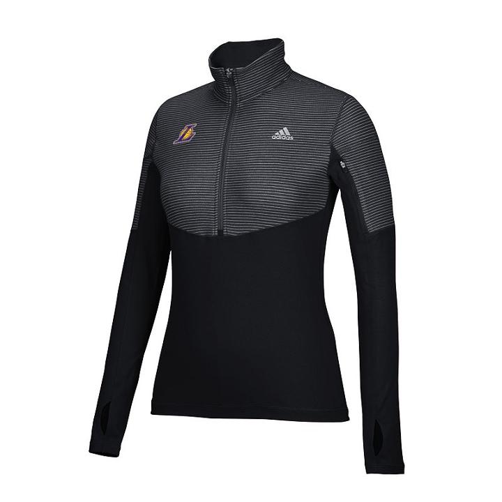 Women's Adidas Los Angeles Lakers Team Logo 1/2-zip Pullover, Size: Small, Black