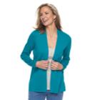 Women's Croft & Barrow&reg; Essential Open Front Cardigan, Size: Small, Dark Blue