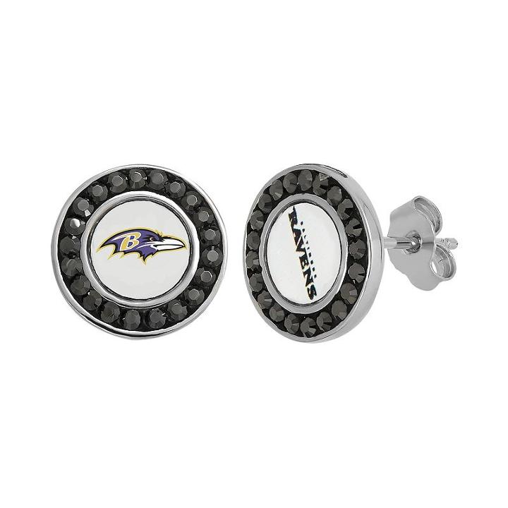 Baltimore Ravens Crystal Team Logo Stud Earrings, Women's, Black