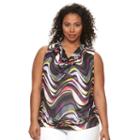 Plus Size Dana Buchman Printed Drapeneck Mesh Tank, Women's, Size: 1xl, Lt Orange