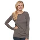 Women's Apt. 9&reg; Metallic Pointelle Crewneck Sweater, Size: Small, Grey