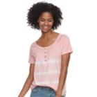 Women's Sonoma Goods For Life&trade; Raglan Henley Tee, Size: Small, Light Pink