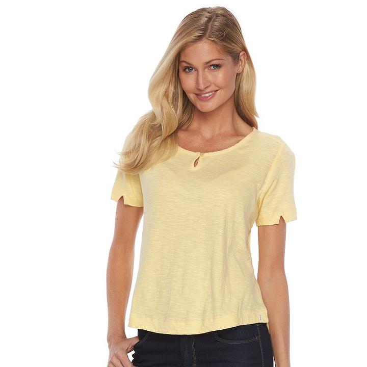 Women's Woolrich Bell Canyon Keyhole Tee, Size: Large, Lt Beige